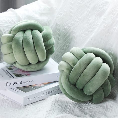 PRICES MAY VARY. Set Included: one set has 2 knot pillows in the package, they are both dark green, and the size is about 10.63 inches/ 27 cm, the pillows are soft, suitable for holding, 2 pillows allow you to use interchangeably Soft Material: the knot ball pillow is made of soft plush fabric filled with cotton to offer you and your family comfortable feeling every single time you hold this plush knot ball pillow in your arms, 2 pillows allow you to use interchangeably; Since these round ball p Plush Aesthetic, Knot Ball, Bedroom Decor Dark, Green Room Decor, Knot Pillow, Round Throw Pillows, Kids Bed, Green Pillows, Pillow Room