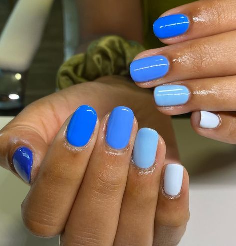 Cute Blue Nail Designs, Blue Nails For Summer, Baby Boy Nails, Trendy Blue Nails, Blueberry Milk, Unique Manicure, Nails For Summer, Nail Techniques, Nail Designs Tutorial