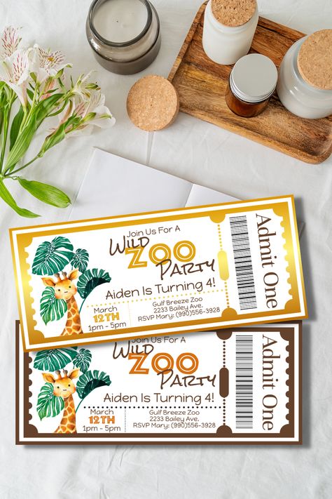 Zoo Party Invitations, Zoo Birthday Invitations, Zoo Animal Party Ideas, Wild Animals Party Ideas, Two Wild Birthday Party Ideas, Zoo Birthday Party Activities, Zoo Themed Birthday Party Decorations, Zoo Birthday Theme, Safari Party Invitations