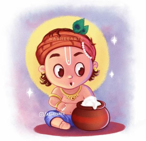 Cute Krishna Illustration, Janamashtmi Drawings, Janmashtami Illustration, Cartoon Krishna, Cute Krishna Drawing, Cartoons Krishna, Krishna Drawing, Little Krishna, Baby Krishna