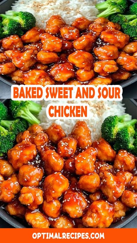 Craving a takeout classic but want to keep it light and easy? This Baked Sweet and Sour Chicken recipe is your go-to! Tender chicken baked to perfection in a tangy, sweet sauce with pineapple and bell peppers. Perfect for busy weeknights or impressing guests, and it's way healthier than takeout! 🍍✨ Click to get the full recipe and bring some serious flavor to your dinner table tonight. 🙌 #BakedChicken #SweetAndSour #EasyDinner #WeeknightMeals #HealthyRecipes Easy Baked Sweet And Sour Chicken, Sweet And Sour Pineapple Chicken, Sweet And Sour Chicken Sauce Recipe, Easy Sweet And Sour Chicken Recipe, Sweet Sour Chicken Easy, Sweet And Sour Chicken Recipes, Sweet And Sour Chicken Easy, Healthy Sweet And Sour Chicken, Baked Sweet And Sour Chicken Recipe