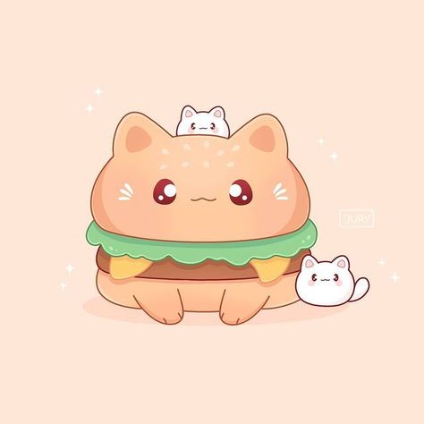 Cute Food Drawings Kawaii, Skz Drawing, Kawaii Pfps, Cat Burger, Sculpt Ideas, Kawaii Wallpapers, Chibi Food, Kitten Drawing, Baby Animal Drawings