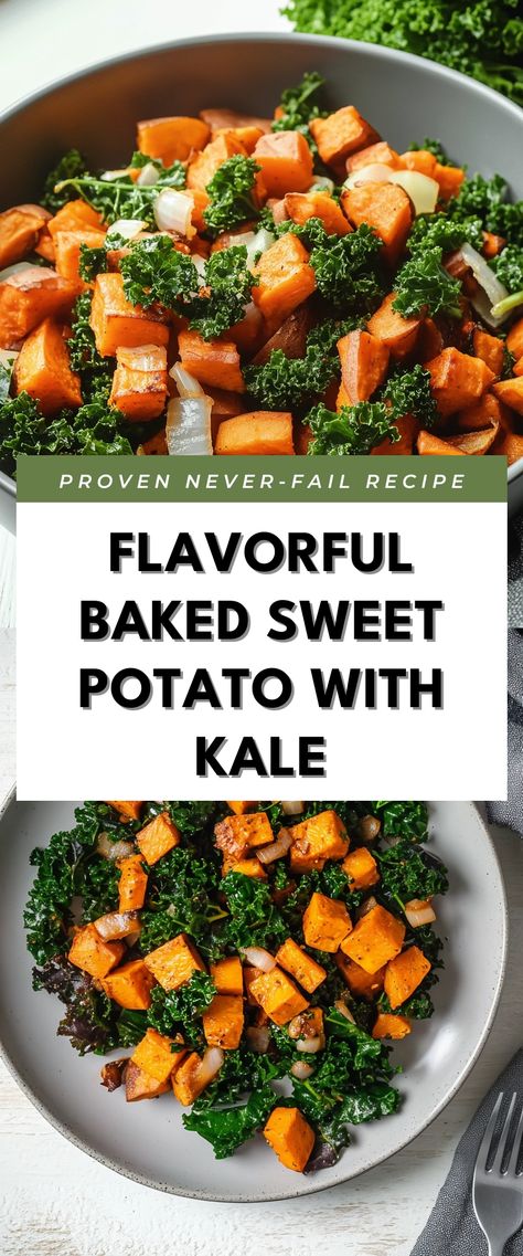 Image for Flavorful Baked Sweet Potato with Kale Whole 30 Recipes Sweet Potato, Whole 30 Kale Recipes, Fish And Sweet Potato Recipes, Sweet Potato And Spinach Recipes, Kale Sweet Potato Recipes, Sweet Potato Recipes Side Dishes, Meals With Sweet Potatoes Dinners, Kale And Sweet Potato Recipes, Sweet Potato Meal Prep