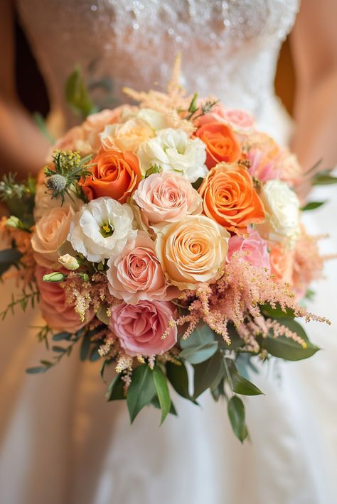 50+ Orange and Pink Wedding Bouquets That Pop with Personality | Matched Hearts Pink Orange And Blue Wedding, Bright Fall Wedding, Pink And Orange Wedding, Orange And Pink Wedding, Pink Gerbera, Flower Girl Bouquet, Summer Wedding Bouquets, Floral Wedding Cakes, Wedding Bouquets Pink