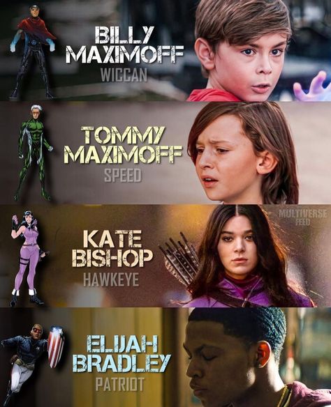 DC and Marvel on Instagram: “The MCU’s Young Avengers so far 👀 - Credit to @multiverse.feed - - #youngavengers #avengers #marvel #mcu #marveluniverse #marvelstudios…” Wiccan Marvel, Marvel Young Avengers, Kate Bishop Hawkeye, Dc And Marvel, Avengers Art, Marvel Images, Young Avengers, Marvel Avengers Funny, Marvel Films