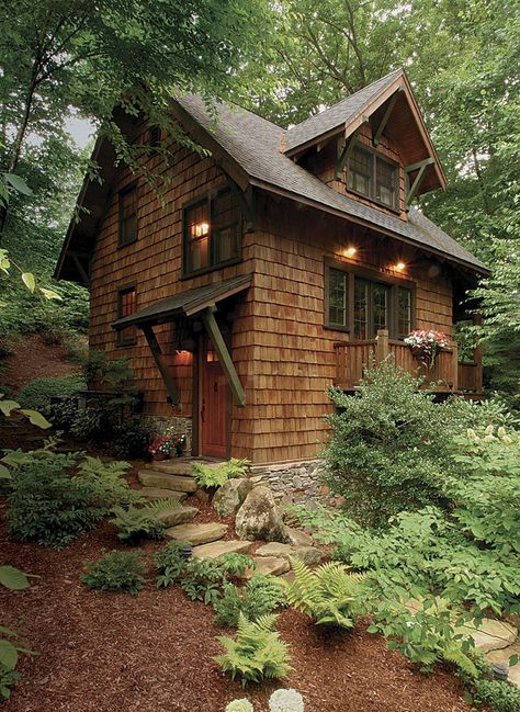 Shingled Cottage, Woodland Cottage, Little Cabin, Small Cabin, Cabin In The Woods, Cabins And Cottages, Cabin Life, Cottage Design, Tiny House Living