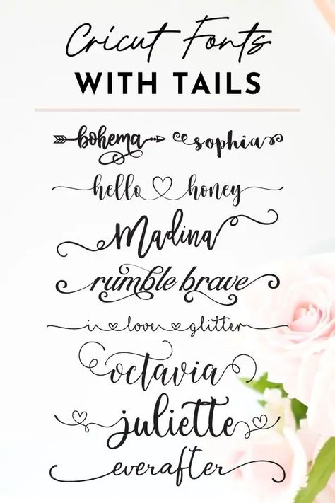 Breathtaking Calligraphy Fonts for Cricut That Will Make Your Jaw Drop Fonts With Tails, Free Fonts For Cricut, Vinyle Cricut, Silhouette Cameo 4, Idee Cricut, Best Fonts, Cricut Wedding, Cricut Explore Projects, Projets Cricut