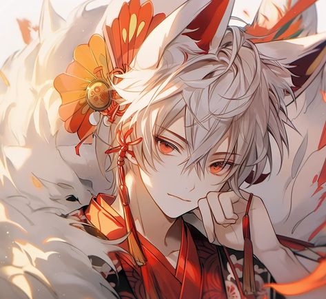 Kitsune Boy, Anime Fox Boy, Boy With White Hair, Fox Boy, Eye Drawing Tutorials, Eyes Artwork, Anime Guy, Anime Backgrounds Wallpapers, Cool Anime Guys