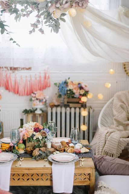 HomeSense Collab Sneak Peek! The Party, Indoor Picnic, Bed And Bath, Wedding Display, Decorative Ideas, Bridal Shower Brunch, Boho Living, Faux Florals, Cozy Space