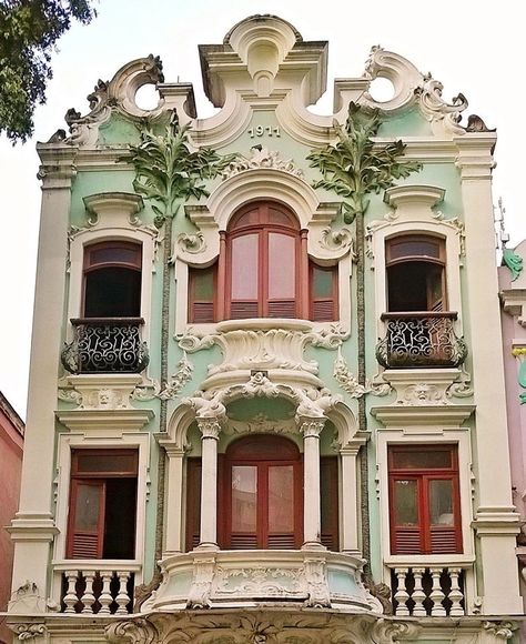 Brazil Architecture, Eclectic Architecture, Art Nouveau Arquitectura, Colorful Architecture, Module Design, Art Nouveau Architecture, Interesting Buildings, Baroque Architecture, Architecture Old