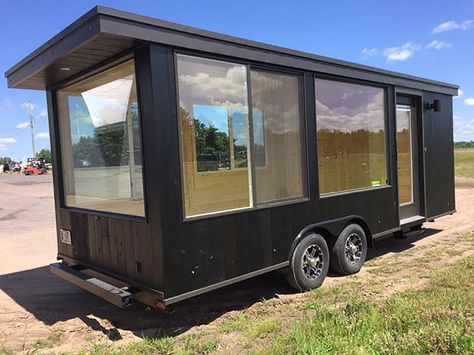 Open Concept Tiny House, Mobile Fashion Truck, Maple Laminate Flooring, Mobile Beauty Salon, Glass Cabin, Tiny House Blog, Baseboard Heating, Home On Wheels, Mobile Office