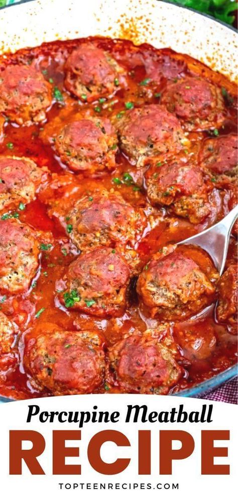 Porcupine Meatball Recipe - Top Recipes Porcupine Meatballs Easy Rice A Roni, Rice A Roni Porcupine Meatballs, Rice Meatballs Porcupine, Hamburger Rice Balls Porcupine Meatballs, Porcupines In A Skillet, Beef Porcupine Meatballs, Porcupine Meatballs Rice A Roni, Meatballs With Rice Inside, Porkiepine Meatballs