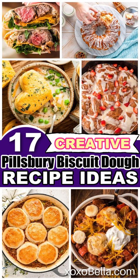 Pillsbury biscuit dough recipe ideas Biscuit Dough Appetizers, Pillsbury Biscuit Recipes Pizza, Recipes For Canned Biscuits, Things To Make With Biscuit Dough, Buiscits Recipes Dinner, What To Eat With Biscuits, Pillsbury Biscuit Recipes Appetizers, Pilsbury Pizza Dough Recipe Easy, Flaky Biscuits Pillsbury Recipes