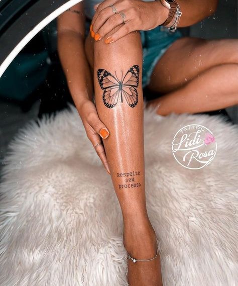 Palm Size Tattoos, Butterfly Leg Tattoos, Face Tattoos For Women, Shin Tattoo, Cross Tattoos For Women, Pieces Tattoo, Tattoo Now, Chest Piece Tattoos, Leg Tattoos Women