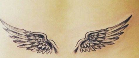 Wing Rib Tattoo, Collarbone Wing Tattoo, Wing Chest Tattoo Female, Wing Lower Back Tattoo, Angel Wings Chest Tattoo Female, Angel Wings Tattoo Ribs, Wings Lower Back Tattoo, Wing Tattoo Lower Back, Shaded Angel Wings Tattoo