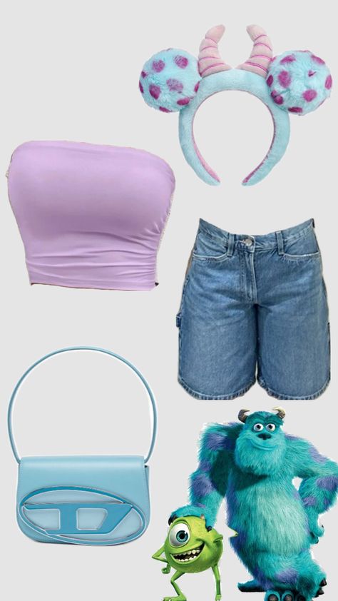 #sully #outfitinspo #disney #outift Disney Ear Outfits, Monsters Inc Inspired Outfits, Sully Disneybound Men, Monsters Inc Disney Outfit, Sully Ears, Mike And Sully Disneybound, Disneybound Mike Wazowski, Disney Bonding, Sulley Disneybound