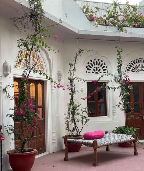 Houses of Jaipur on Instagram: "Posted @withregram • @subtlesurrealsoothing ~ Hot Pink Store at Narain Niwas ~" Hotels Exterior, Terrace Room, Pink Store, Windsor Homes, Easy Room Decor, Hotel Exterior, Rustic Home Interiors, Building Aesthetic, Dream Apartment Decor