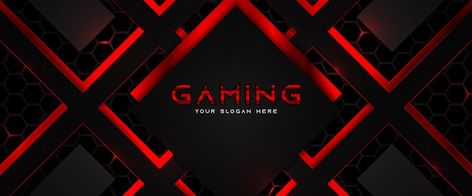 Futuristic red and black gaming header s... | Premium Vector #Freepik #vector #banner #frame #cover #facebook Gaming Cover Photos Facebook, Gaming Cover Photo, Fb Banner Cover Photos, Fb Page Cover Photo, Banner Frame, Fb Banner, Cover Facebook, Texture Download, Youtube Banner Design