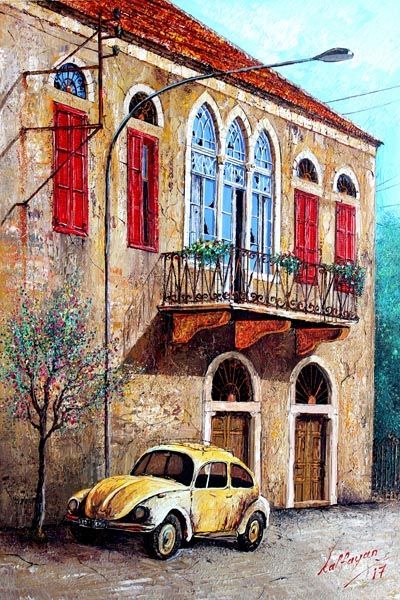 Lebanese Art Traditional, Lebanese Paintings, Lebanese Traditional House, Lebanon Painting, Life Before Internet, Lebanese Art, Lebanon Art, Lebanese House, Lebanese Architecture