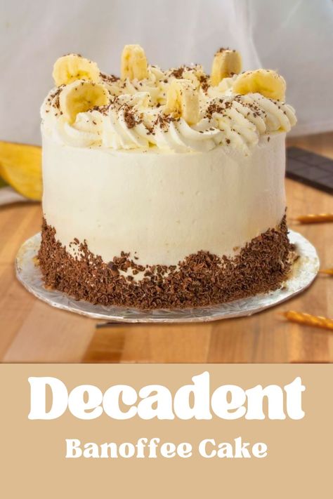 Are you a fan of British desserts? Our Decadent Banoffee Cake takes the classic recipe to new heights. With layers of banana, toffee, and cream, it's a dessert that's bound to impress. Ideal for special occasions or when you're looking to treat yourself. Don't wait, bake it today! #BanoffeeCake #DecadentDessert #BritishClassic #BananaToffee #CreamyLayers #SpecialOccasions #ImpressiveDesserts #FoodieAdventures #HomeBaking #BakeToday Banoffee Layer Cake, Banoffee Cake, Banana Toffee, British Desserts, Impressive Desserts, Chantilly Cream, Caramelized Bananas, Slice Of Heaven, Most Popular Recipes