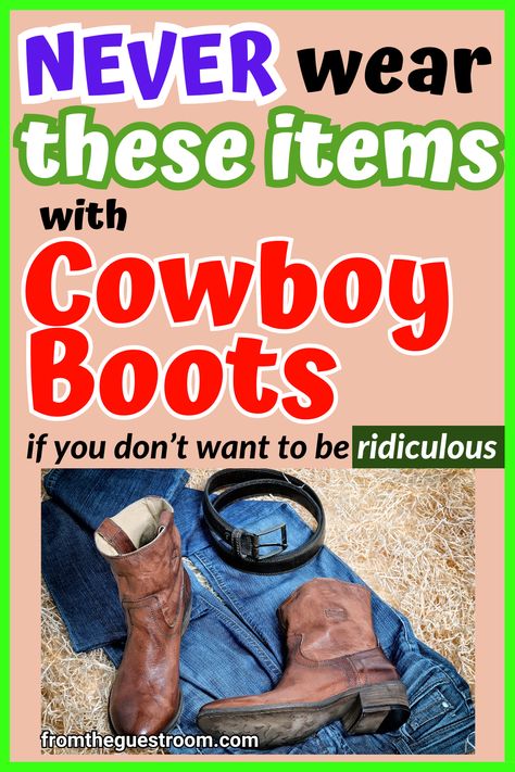 cowboy boots with belt on jeans Womens Cowboy Boots Outfits Jeans, Outfits With Ankle Cowboy Boots, How To Wear Cowgirl Boots With Jeans, Denim And Cowboy Boots Outfit, Cowboy Boots With Cropped Jeans, How To Style Western Boots, Women’s Cowboy Boots Outfits, How To Wear Cowboy Boots Women Over 50, How To Style Cowboy Boots Women