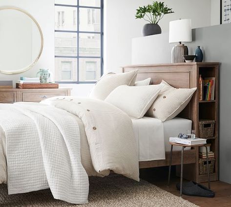 10 Unique Headboard Ideas That Will Change the Style of Your Room Unique Headboard Ideas, Best Storage Beds, Headboard Platform Bed, Unique Headboards, Storage Headboard, Yves Delorme, Headboard Storage, Upholstered Storage, Wood Beds