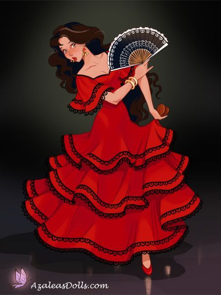 Flamingo Dancer Costume, Flamenco Dress Drawing, Spanish Dance Dress, Mexican Dress Drawing, Spanish Red Dress, Spanish Clothes Traditional, Spanish Culture Fashion, Red Spanish Dress, Spanish Dress Traditional