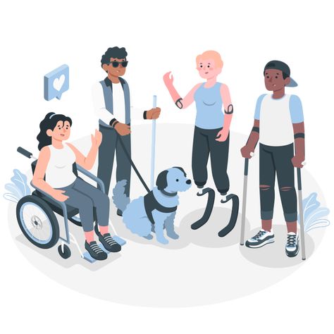 People With Disabilities Art, Disabled Illustration, Accessibility Illustration, Inclusive Illustration, People With Disabilities, Inclusion Illustration, Support Illustration, Disabled Children, Architecture Drawing Presentation