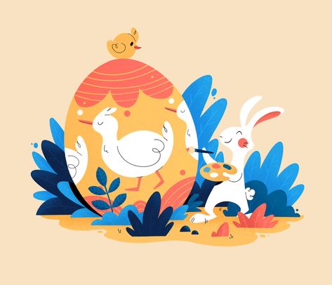 Easter 2021 on Behance Easter Egg Illustration, Egg Illustration, Egg Rabbit, Hedgehog Illustration, Easter 2021, Easter Projects, Easter Egg, Creative Work, Drawing Reference