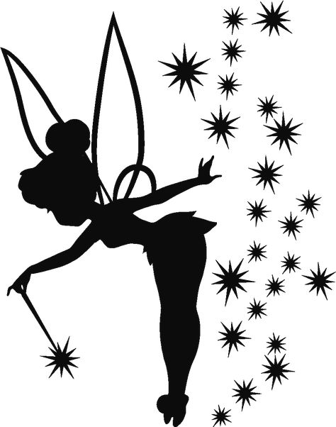 Tinkerbell Pumpkin Stencil, Tinkerbell Pixie Dust, Tinkerbell Pumpkin, Silhouettes Disney, Tinker Bell Tattoo, Disney Silhouettes, Fairy Silhouette, Tinkerbell Fairies, Stencil Fabric