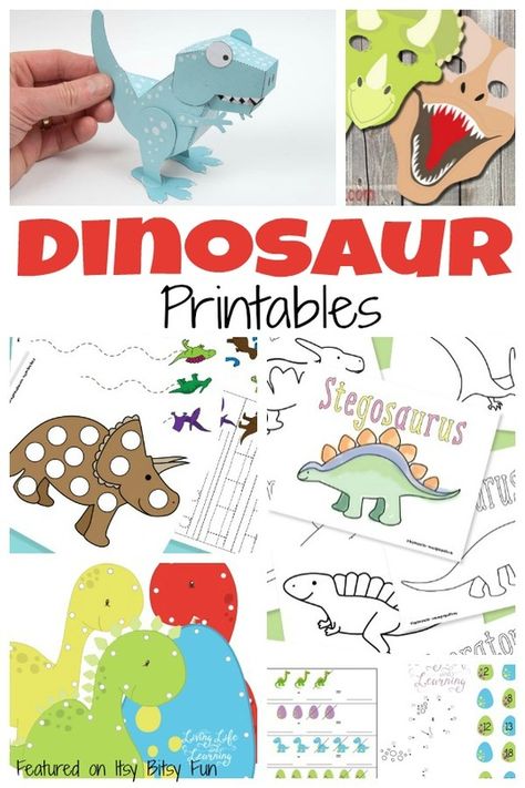 Free Dinosaur Printables, Dinosaur Patterns, Dinosaurs Preschool, Dinosaur Printables, Dinosaur Activities, Printables For Kids, Dinosaur Crafts, Dino Birthday, Crafts Easy