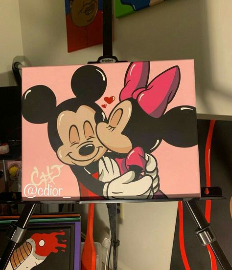 Painting Ideas On Canvas Simple, Disney Room, Disney Canvas Art, Easy Painting Ideas On Canvas, Disney Canvas, Disney Paintings, Easy Painting Ideas, Canvas Drawing, Small Canvas Paintings