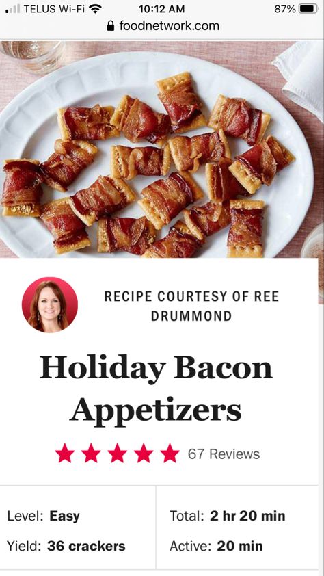 Holiday Bacon Appetizers, Bacon Appetizer, Bacon Treats, Bacon Recipes Appetizers, Crackers Appetizers, Ree Drummond Recipes, Holiday Dinner Recipes, Savoury Crackers, New Years Appetizers