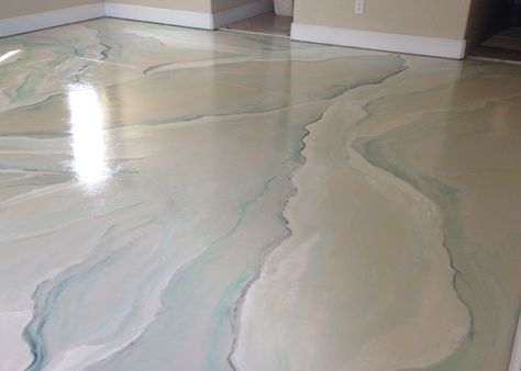 Ocean floor inspired concrete. Hawaii Apartment, Self Leveling Floor, Stained Floors, Floor Painting, Epoxy Wood Table, Concrete Stained Floors, Pool Bath, Ocean Floor, Concrete Floor