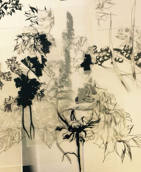 Tracing paper layered art. Collage designs, preliminary ideas Transparent Layers Art, Trace Paper Art, Sketch Prints, Acetate Art Layered, Paper Tearing Art, Layered Drawings, Transparent Paper Art, Layered Artwork, Tracing Paper Art