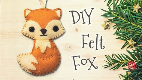 Woodland Felt Fox Ornament – Tiny Craft World Felt Rabbits, Vacation Crafts, Felt Plushies, Felt Ornaments Diy, Diy Woodland, Fox Party, Fox Crafts, Felt Ornaments Patterns, Fox Ornaments