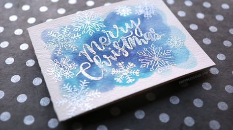 Heat Embossed Lettering Over Watercoloring – kwernerdesign blog Distress Ink Christmas Cards, Distress Oxide Christmas Cards, Heat Embossed Christmas Cards, Embossing Powder Cards, Diy Christmas Cards Watercolor, Christmas Cards Watercolor, Kristina Werner, Heat Embossing, Folding Origami