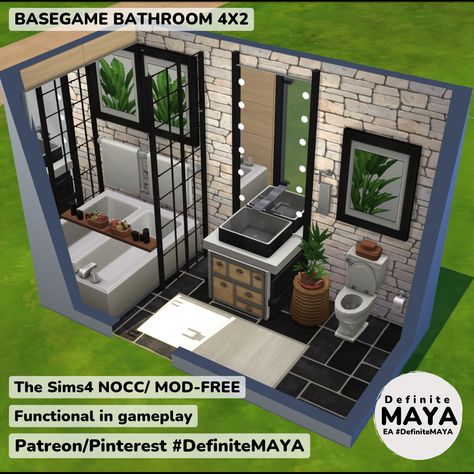 Sims 4 Basegame Bathroom, Sims Small Bathroom, Sims 4 Bathroom Layout, Sims 4 Bathroom Ideas, Bathroom Sims 4, Sims 4 Bedroom Ideas, Sims Bathroom, The Sims 4 Room, Sims 4 Room Ideas