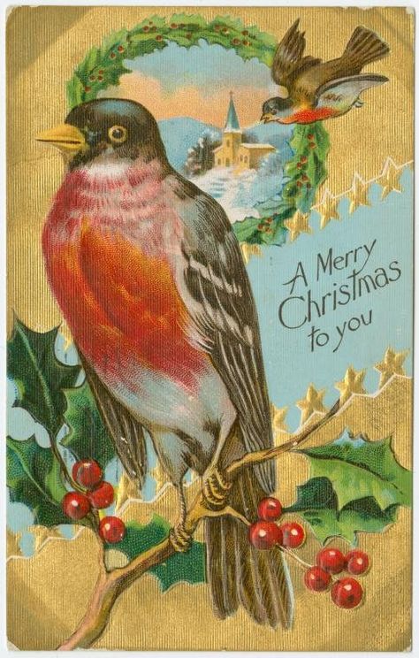 Take a look back at 50 antique Christmas cards from 100+ years ago - Click Americana Free Christmas Greetings, Vintage Holiday Postcards, Antique Christmas Cards, Happy Christmas Card, Wish You Merry Christmas, Christmas Postcards, French Christmas, Christmas Bird, Merry Christmas To You