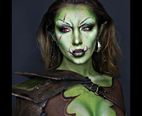 Ogre  make up Orc Makeup, Warcraft Orc, Female Orc, Orc Warrior, Show Makeup, Mehron Makeup, Halloween Tutorial, Ren Fest, Scifi Fantasy Art