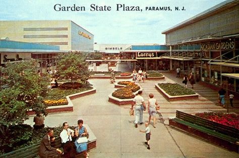 Paramus, New Jersey - circa 1960s G arden State Plaza, from back in the early days when it was still an open-air shopping mall. Some stores ... Paramus Nj, Garden State Plaza, Bergen County New Jersey, Vintage New Jersey, Hackensack Nj, Paterson Nj, Down The Shore, Picture Places, Bergen County