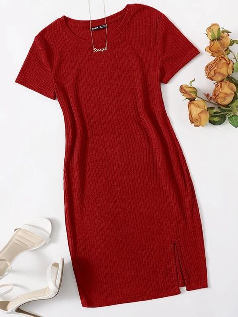 Navy Blue Dress Casual, Pretty Items, Homecoming Outfit, Blouse Casual Fashion, Split Hem Dress, Green Dress Casual, Pink Dress Casual, Casual White Dress, Stylish Glasses