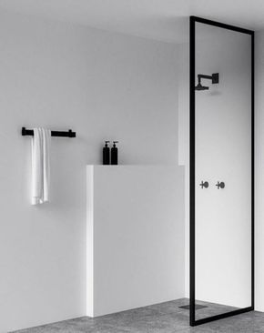 Minimalist bathroom 6 Interior Minimalista, Bad Inspiration, Bad Design, Dream Bathrooms, Minimalist Bathroom, Bathroom Renos, Wet Rooms, Black Bathroom, House Bathroom