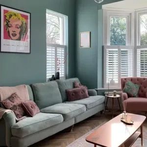 Photo of color Dulux 50GG 40/064 Rosemary Leaf Dix Blue Farrow And Ball, Normandy Grey, Acacia Haze, Green Wall Paint Colors, Living Room Design Green, Farrow And Ball Living Room, Blue Green Bedrooms, Dix Blue, Green Walls Living Room