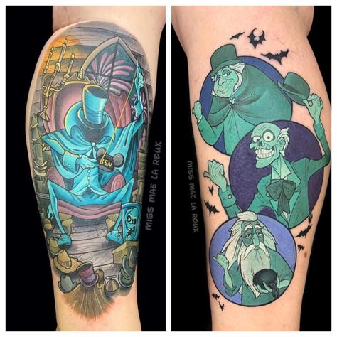 Mansion Tattoo, Haunted Mansion Tattoo, Hitchhiking Ghosts, Leg Tattoo, Haunted Mansion, Leg Tattoos, Mansion, Tattoos, Disney