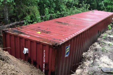 How to Reinforce Shipping Containers for Underground Use | Container Addict Diy Storm Shelter Cheap, Diy Tornado Shelter, Diy Storm Shelter, Diy Bunker, Prepper Bunker, Diy Tornado, Diy Lake, Bunker Ideas, Underground Storm Shelters