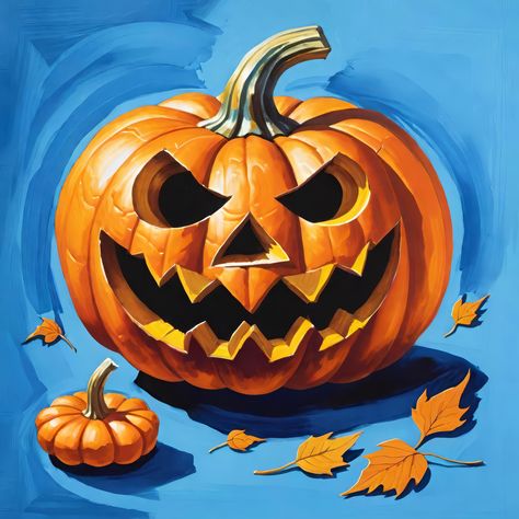 Blue Halloween Pumpkin Head Art Print, Halloween Square Print, Spooky Jack-O-Lantern, Seasonal Wall Décor, Halloween Home Decor, Kitchen Art Blue Halloween, Seasonal Wall Decor, Head Art, Pumpkin Head, Halloween Home Decor, Square Print, Halloween House, Kitchen Art, Wall Décor