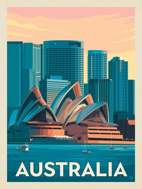 ~ Anderson Design Group Sydney Skyline, Anderson Design Group, Travel Poster Design, Vintage Poster Design, Retro Travel Poster, Poster Ideas, Vintage Poster Art, Poster Retro, Poster Vintage