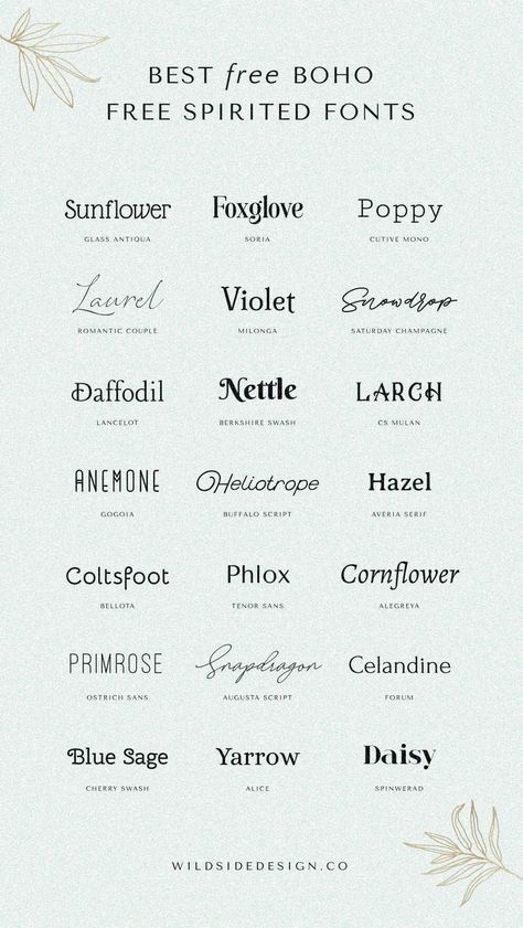 Bohemian free spirited fonts: a curated collection of the best free fonts for your next creative.#BusinessFonts #TypographyTips #ProfessionalDesing #Brandldentity Free Rustic Fonts, Witchy Fonts Canva, Flowy Fonts Alphabet, Spiritual Font, Calm Fonts, Folk Font, Cool Fonts For Logos, Witchy Fonts, Witchy Branding