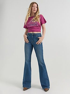 Women's Wrangler® Fierce Flare Jean | Women's JEANS | Wrangler® Flared Jeans 70s, Wrangler Jeans Women's, Retro Jeans, Womens Jeans Bootcut, Wrangler Jeans, 70s Inspired, Trouser Jeans, Bootcut Jeans, Flare Jeans